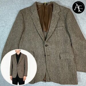 AVANT GARDE - HARRIS TWEED Men's Blazer Size 42S Brown Herringbone Made in USA